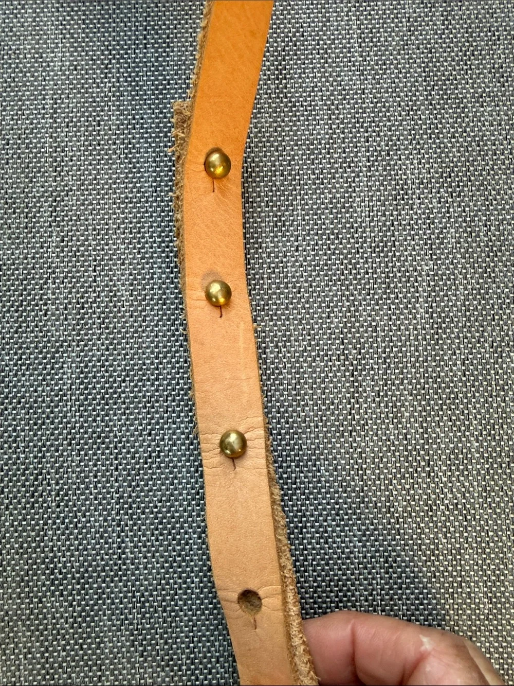 Handmade Leather Crossbody Bag - Natural with Brass